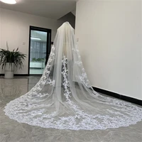 high quality wedding veils with comb lace applique one layer custom made wedding accessories 250cm long bridal veil