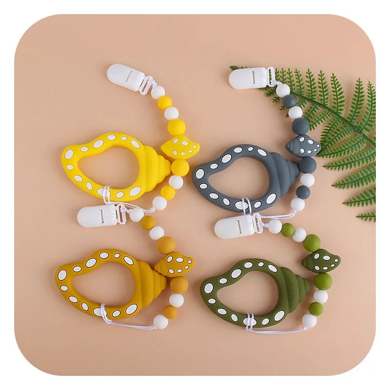 Cadena de chupete para beb&eacute;, mordedor de silicona, juguetes para morder para beb&eacute;, cadena antica&iacute;da, regalos de alimentaci&oacute;n para beb&eacute;-2