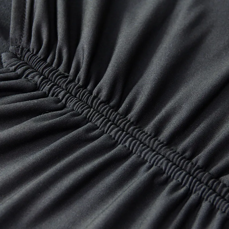 

CUHAKCI Ruched Drawstring Women Off Shoulder Hollow Sexy Dress Long Sleeve Strapless Bodycon Dress Club Party Ladies Clothes