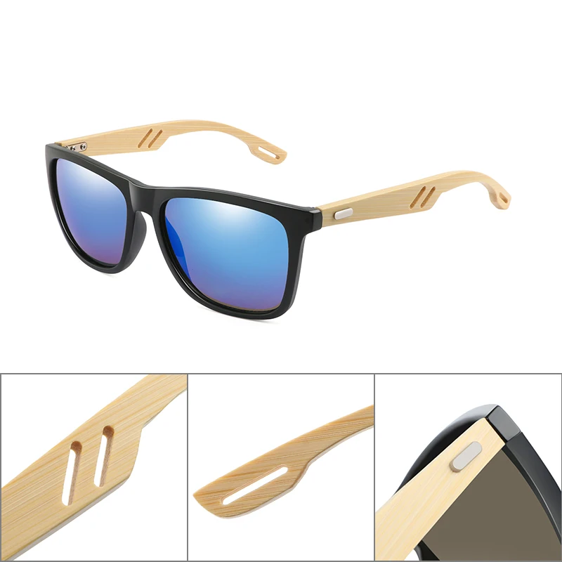 

Brand Design Bamboo Wood Sunglasses Women Men Vintage Square Sun Glasses Fashion Coating Mirror Sunglass UV400 Oculos de sol