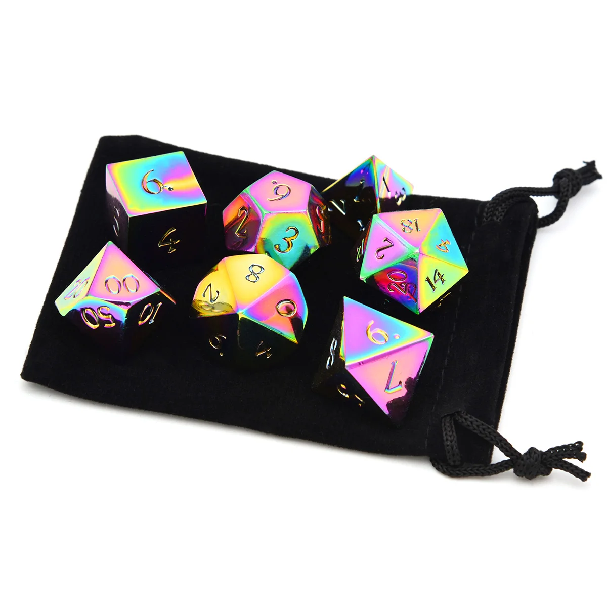 16 мм стандартные металлические игральные кости с черным чехлом для ролевых игр DND