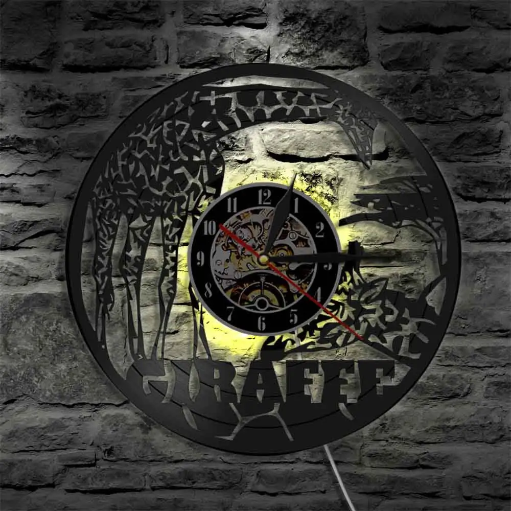 Настенные часы с виниловой пластиной в виде жирафа | Дом и сад