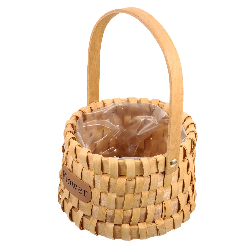 

1Pc Home Stroge Basket Weave Flower Gift Hand Basket Decoration Photo Prop