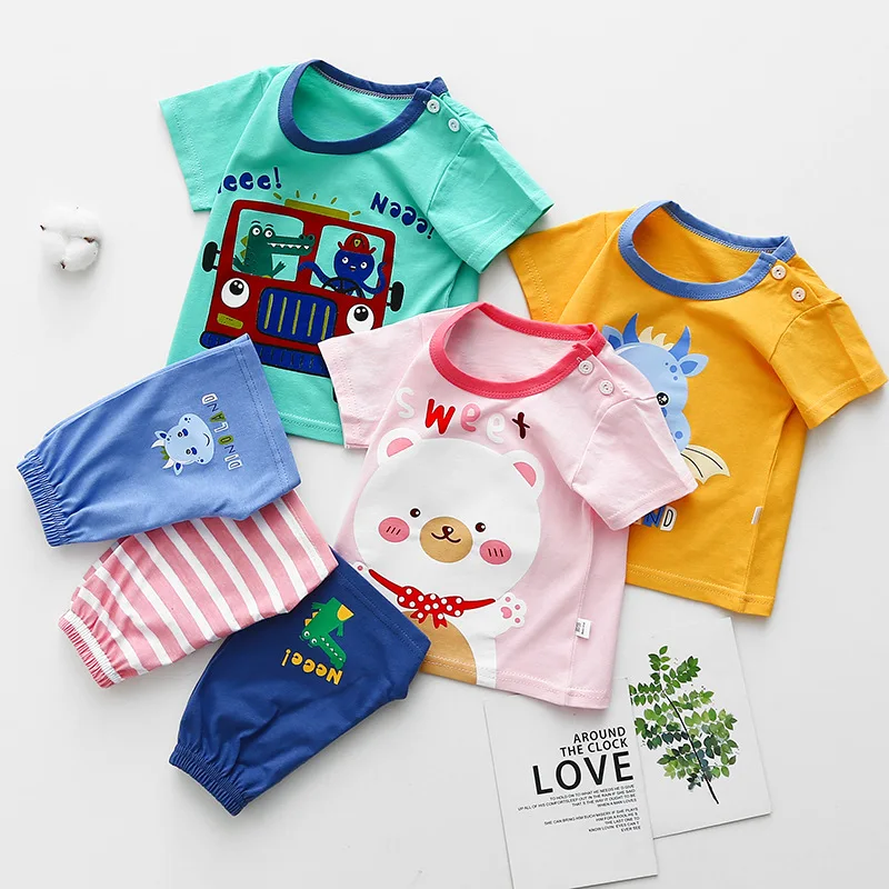 

Summer Children's Clothing Sets Baby Kids Pajamas Pijamas Infantil For Girl Sleepwear Animal Cartoon Newborn Homewear Outfits