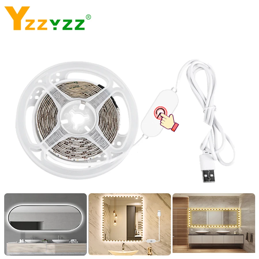 USB сенсорный приглушаемый светильник для зеркала макияжа светодиодная полоса