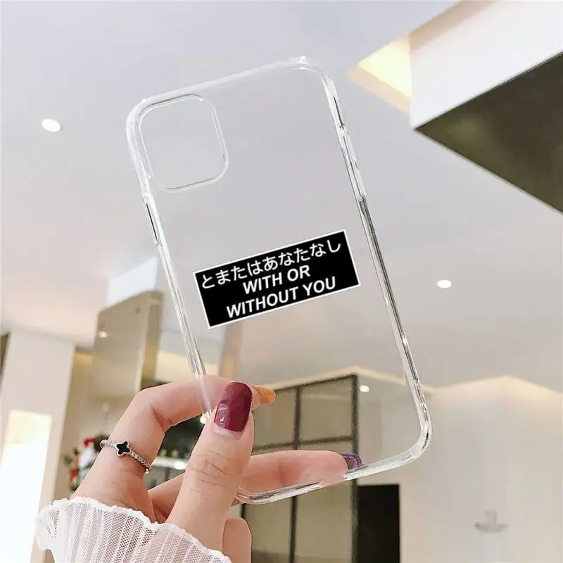 

Japanese Anime Aesthetic text letter Phone Case Transparent for iPhone 6 7 8 11 12 s mini pro X XS XR MAX Plus SE cover funda