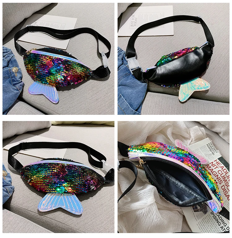 Новинка 2019 модная детская поясная сумка с блестками для девочек блестящая