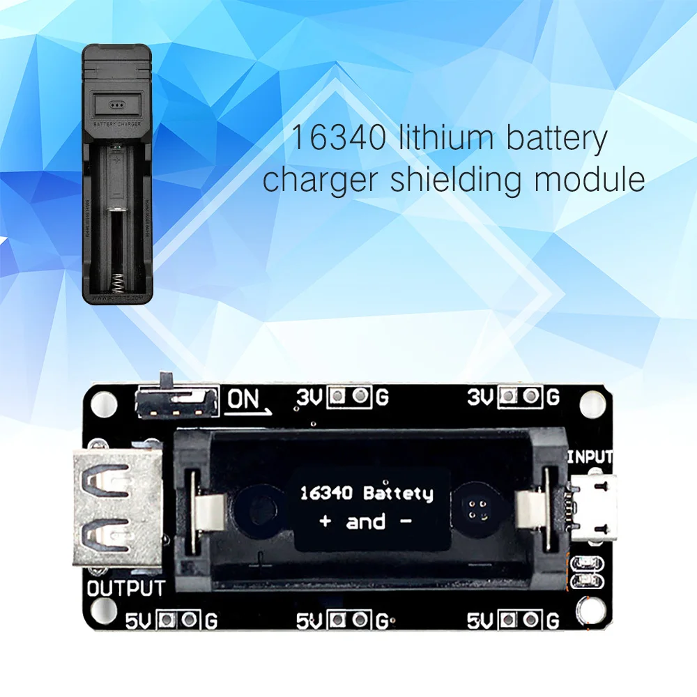 ESP8266 ESP32 Dual 5V And 3.3V Output 4.5V-5.5V Rechargeable 16340 Lithium Battery Charger Shielding Module USB For Arduino | Инструменты