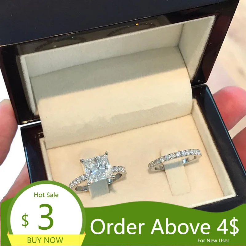 Классические блестящие Роскошные парные кольца Visisap с полным цирконием простые