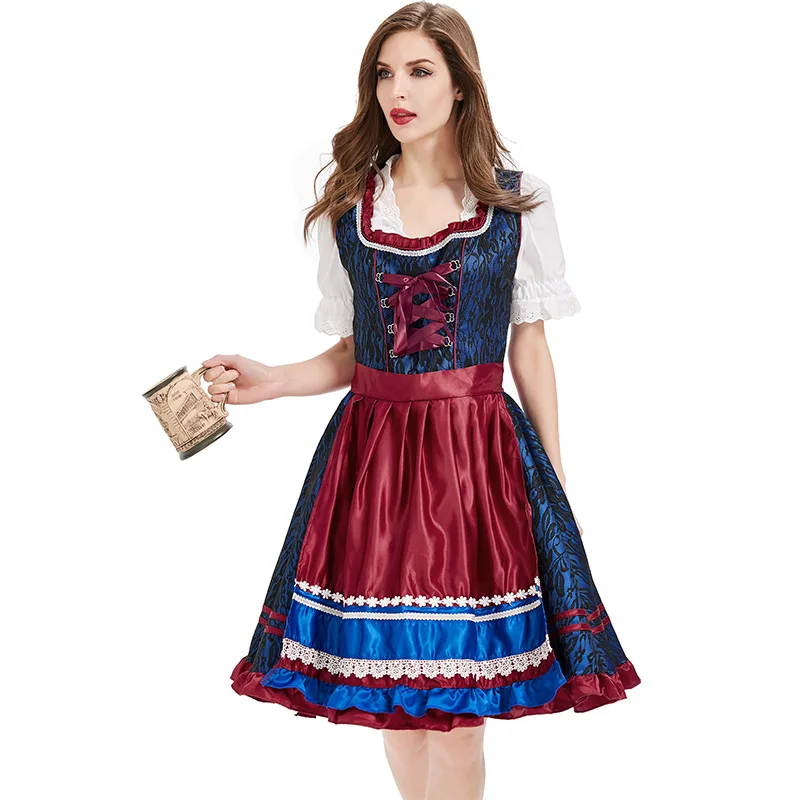 

Deluxe Ladies Oktoberfest Dirndl Dress Bavaria Beer Girl Maid Costume
