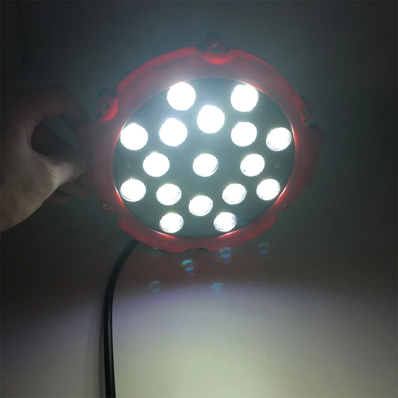 2X 7 inch 7'' 51w 12V 24V led work light bar black red 4x4 offroad car spot Flood beam for J eep truck Auto 4X4 ATV Boat |