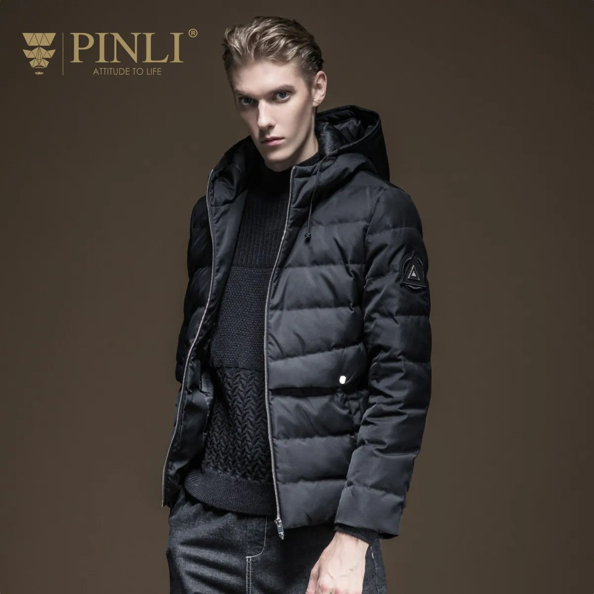 Pinli зимняя куртка с капюшоном для мужчин белая однотонная модная повседневная