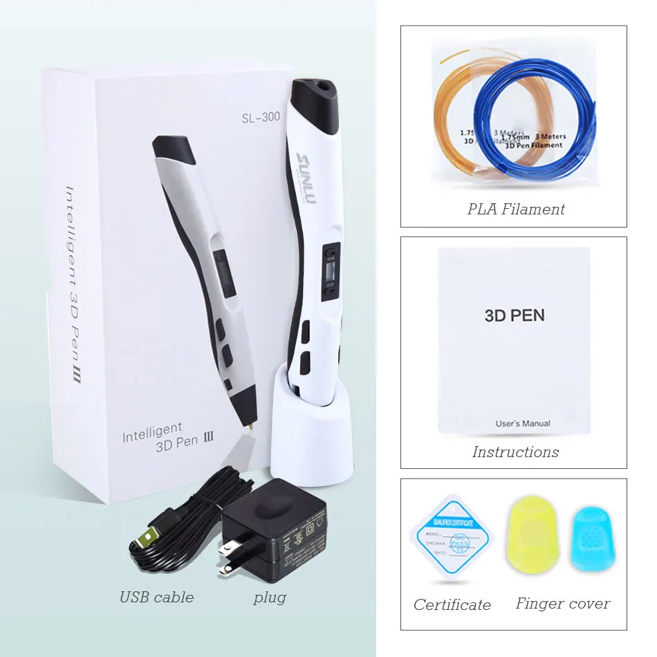 

SUNLU SL-300 3D Pen Buy 1 Get 1 Free Hot Sale 3D Pinting Pen Pre-sale USB Cable Best Birthday Gift for Kids On 328 Live