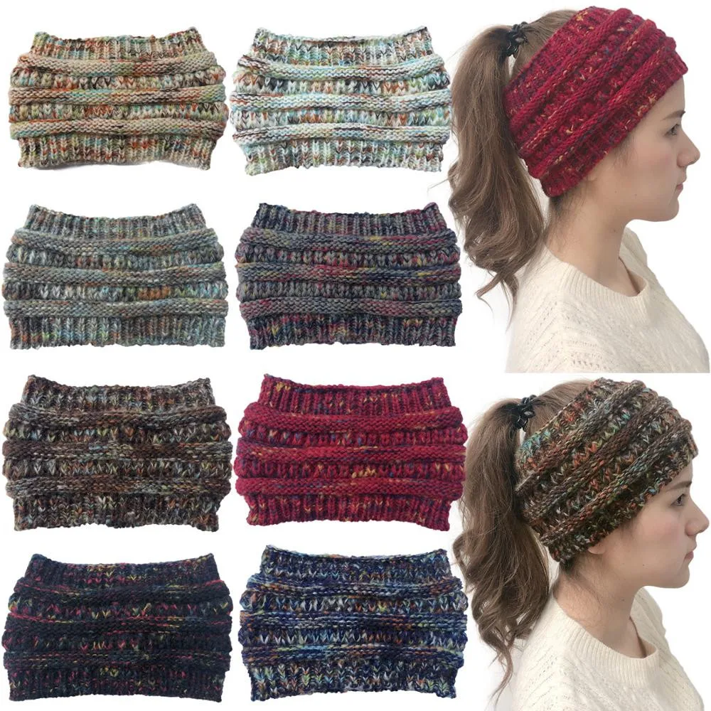 Женская разноцветная вязаная крючком повязка на голову CN зимняя эластичная