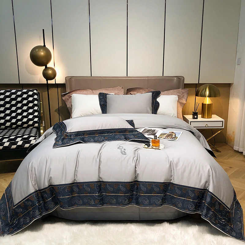 

Elegant bedding Embroidery Duvet Cover 240x220 Bedding Set Queen King Size Bed Sheet Quilt Sets Bedclothes