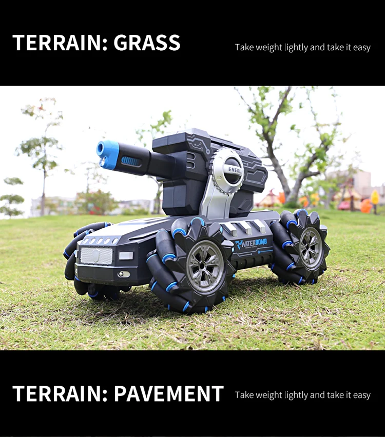 2020 Новый 4WD RC Танк 2 4G огонь воды бомбы дрейф горизонтальное движение 360 °