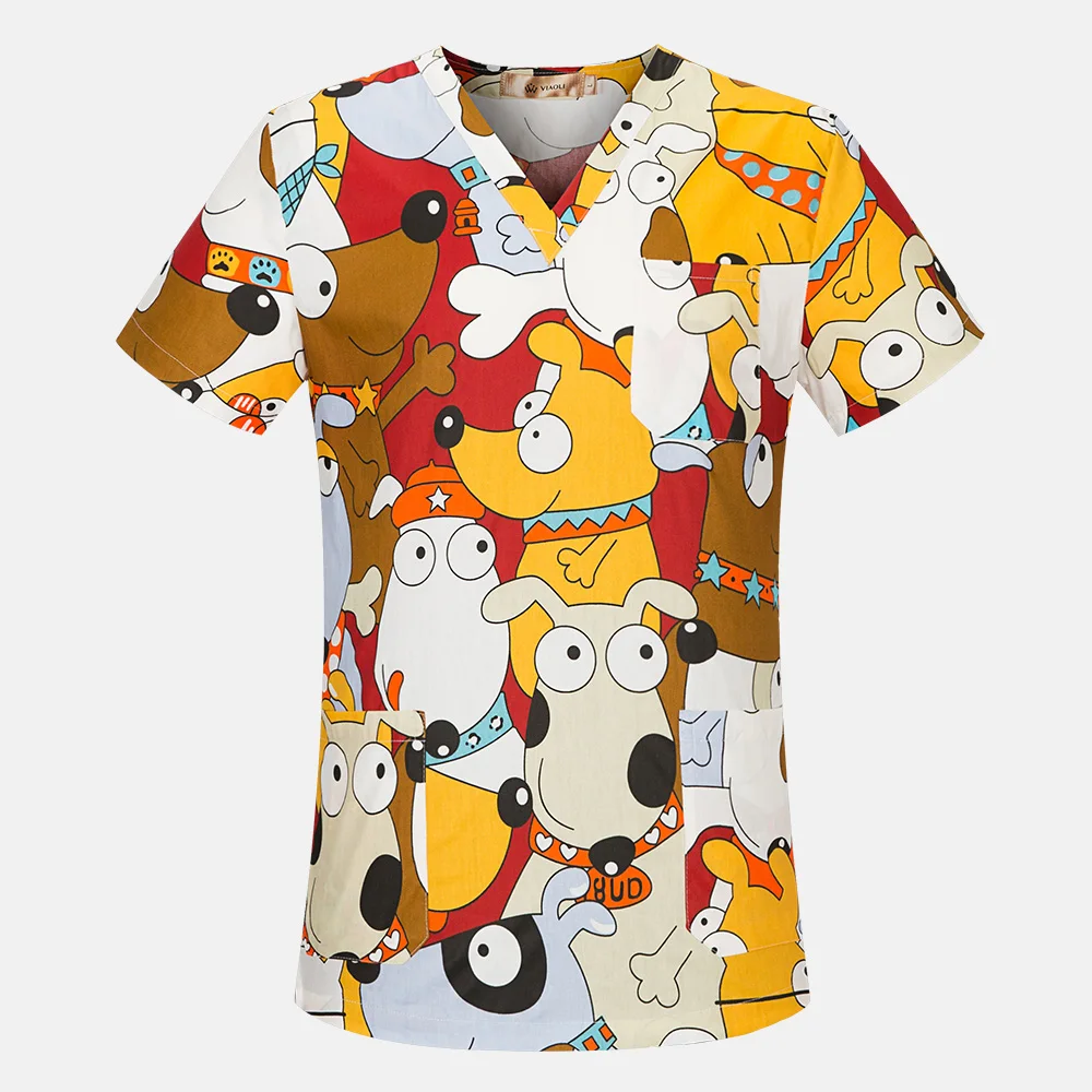 

Breathable Beauty salon work shirt Lab work clothing Uniform Nursing Scrub Tops Pet grooming work overalls spa uniform wholesale