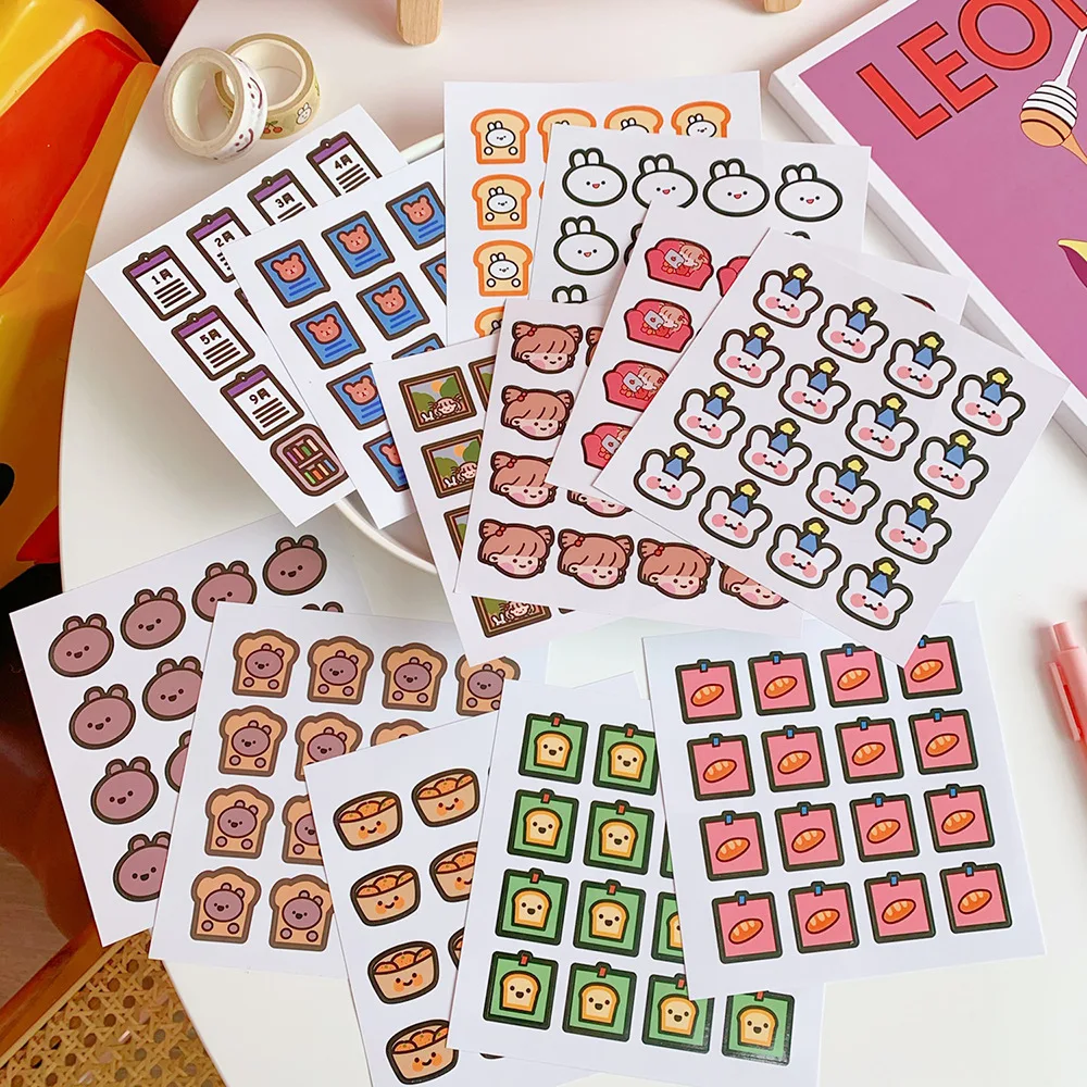 

Ins Cartoon Rabbit Cute Stickers Student Simple Small Pattern Labels Sealing Paster Decorative Stickers Scrapbooking Stationery