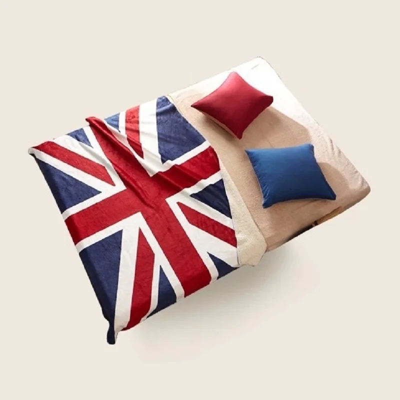 Двухслойное толстое флисовое покрывало из искусственного меха 130x160 см|american flag