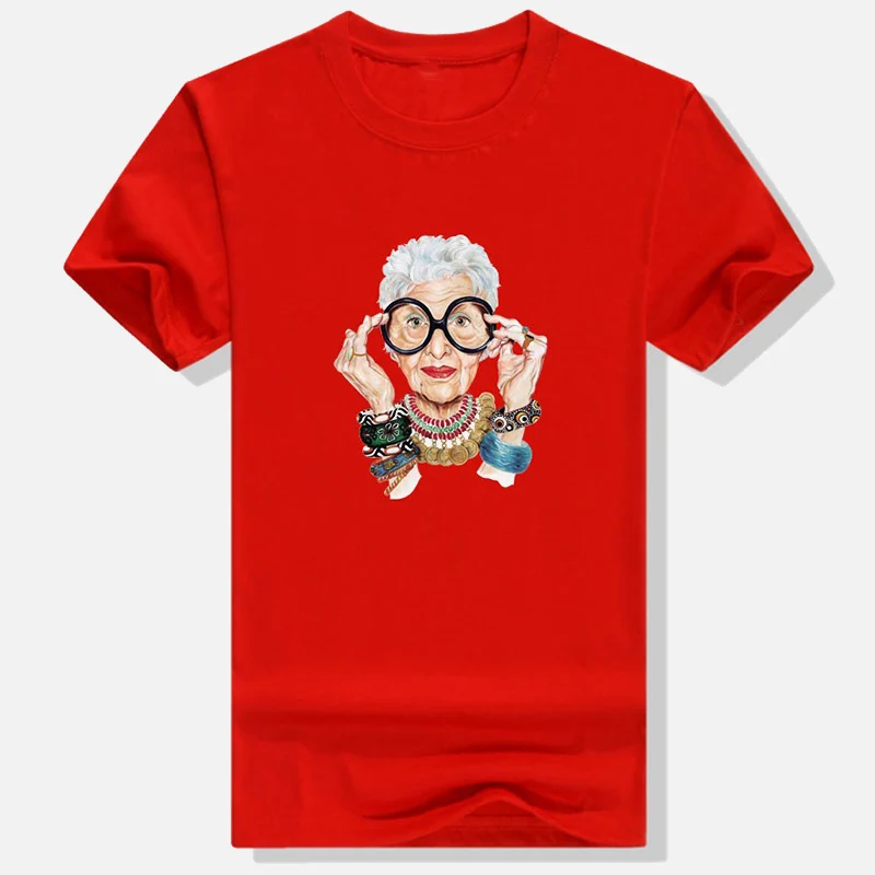 Хлопковая модная женская футболка с круглым вырезом и принтом для бабушки лето