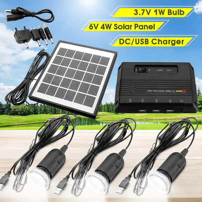 

4W 6V USB Зарядное устройство дома Системы Солнечный Мощность Панель генераторной установки с 3 светодиодный лампы светильник Мощность банка д...