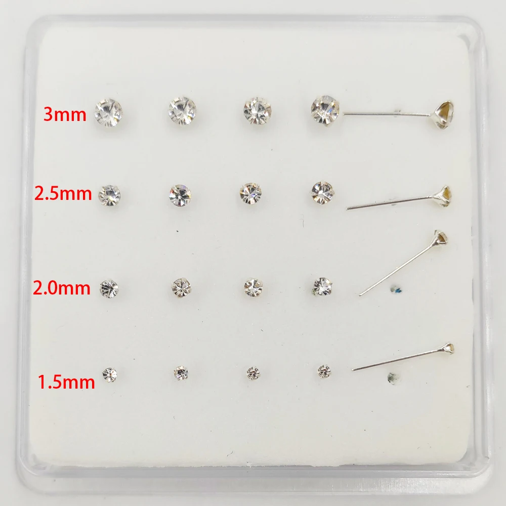 20 шт./упаковка серебряные серьги-гвоздики для носа 1 5 мм 2 0 3