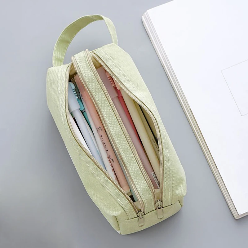 

Pencil Case Large Capacity Student Stationery Pouch Pen Bag with Double Zipper Closure Office Organizer Stationery Bag D