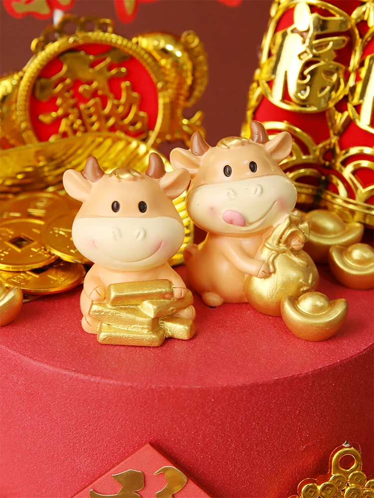 2021 креативный Топпер для торта с Новым годом корова ребенок Мультяшные подарки