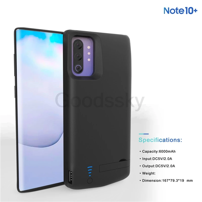 5000/6000mAh ударопрочный аккумулятор зарядное устройство чехол для samsung Galaxy Note 10 Plus USB power Bank чехол Расширенный Кронштейн батареи Крышка