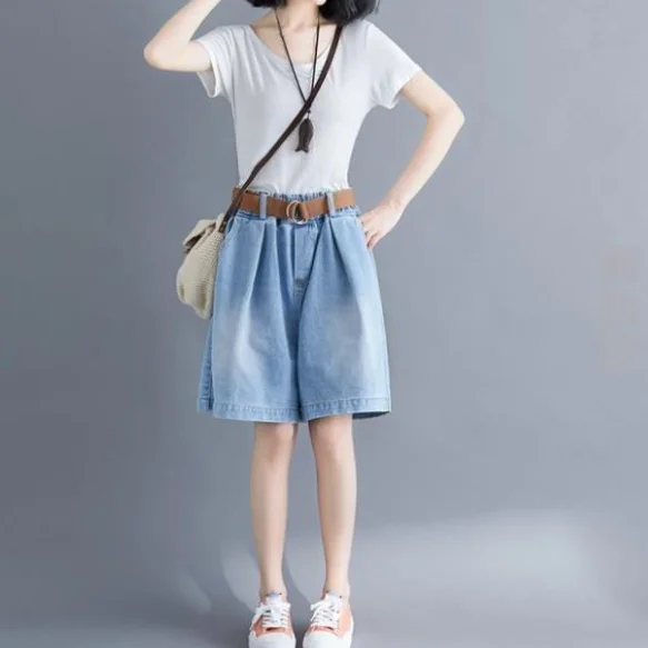 Горячая свободного размера плюс Для женщин Джинсовые шорты со Размеры d широкие