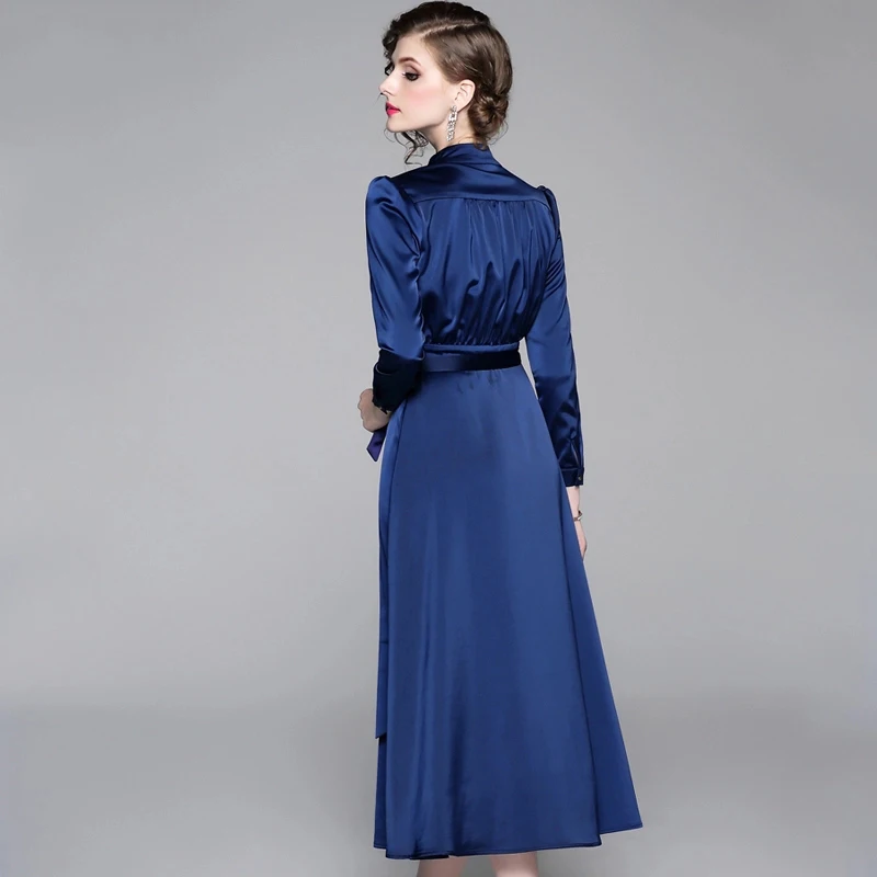 Новое Осеннее простое модное женское платье для офиса Повседневное с длинным