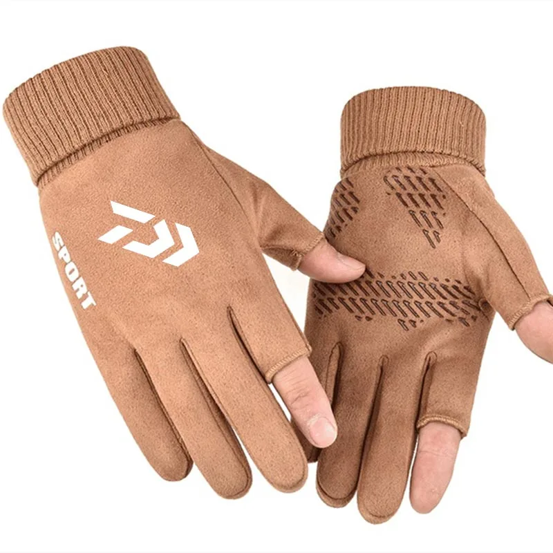 Зимние уличные ветрозащитные теплые плотные рыболовные перчатки с открытыми