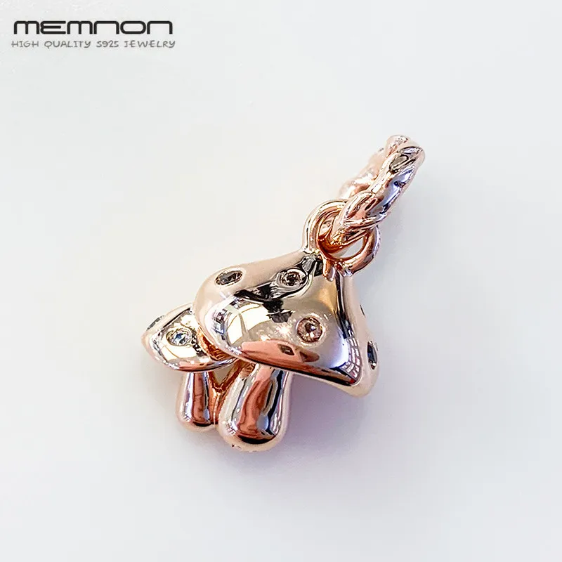 

Autumn Rose Sparkling Mushrooms Hanging Charms 925 sterling Silver beads fit Bracelets Necklaces DIY pendant for jewelry making