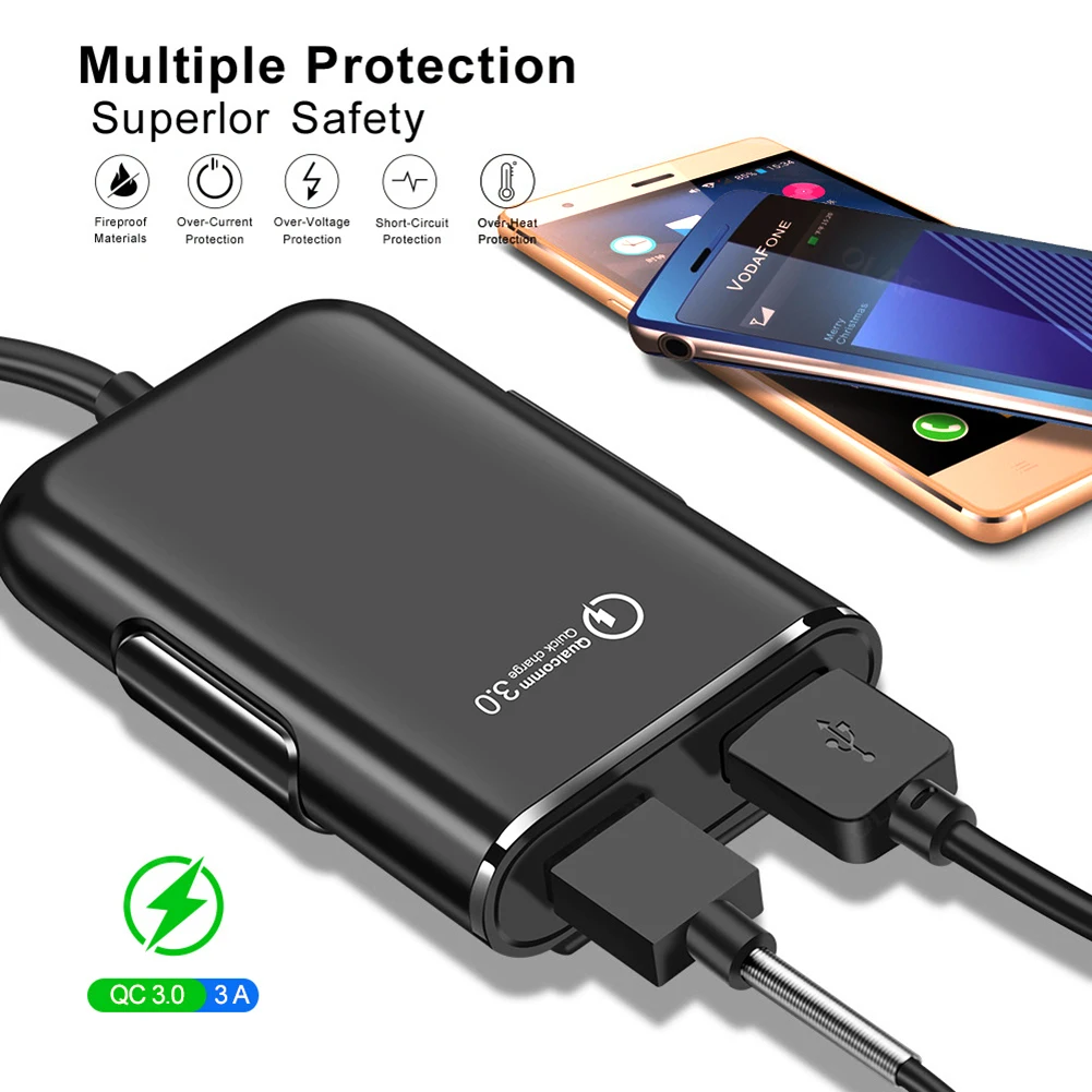 Автомобильное зарядное устройство 4 в 1 USB 3 0 универсальный адаптер для быстрой