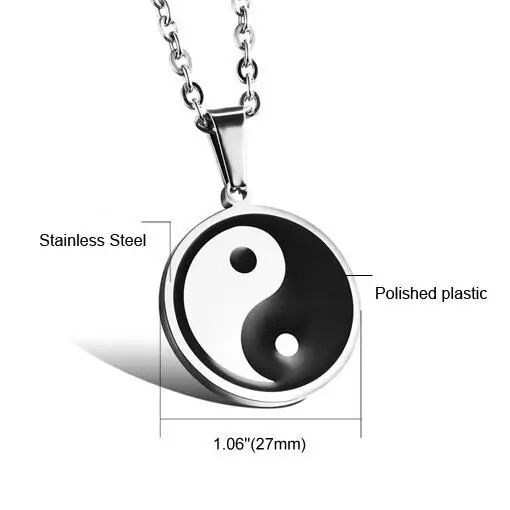 LOOKER Китайский Мистический Инь Ян кулон ожерелье из нержавеющей стали ожерелья