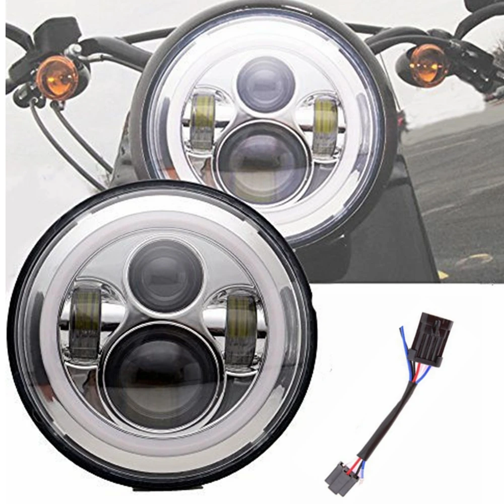 " хром светодиодный проектор фара 4,5" Туман прохождения света для Harley Davidson Road King Softail Electra Glide Night поезд Bad Boy - Цвет: only 7 inch light C