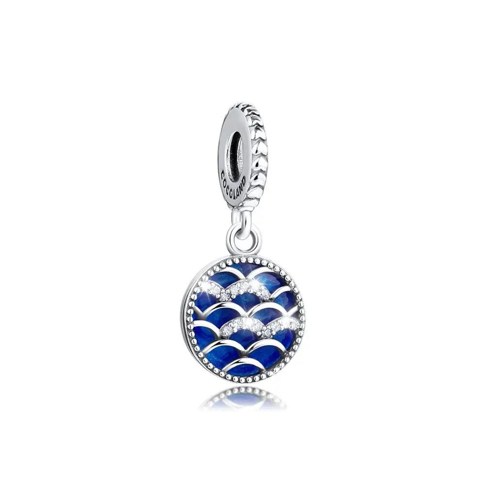 

DIY Fits for Europe Charms Bracelets Openwork True Arc Beads with Blue Enamel 100% 925 Sterling-Silver-Jewelry Free Shipping