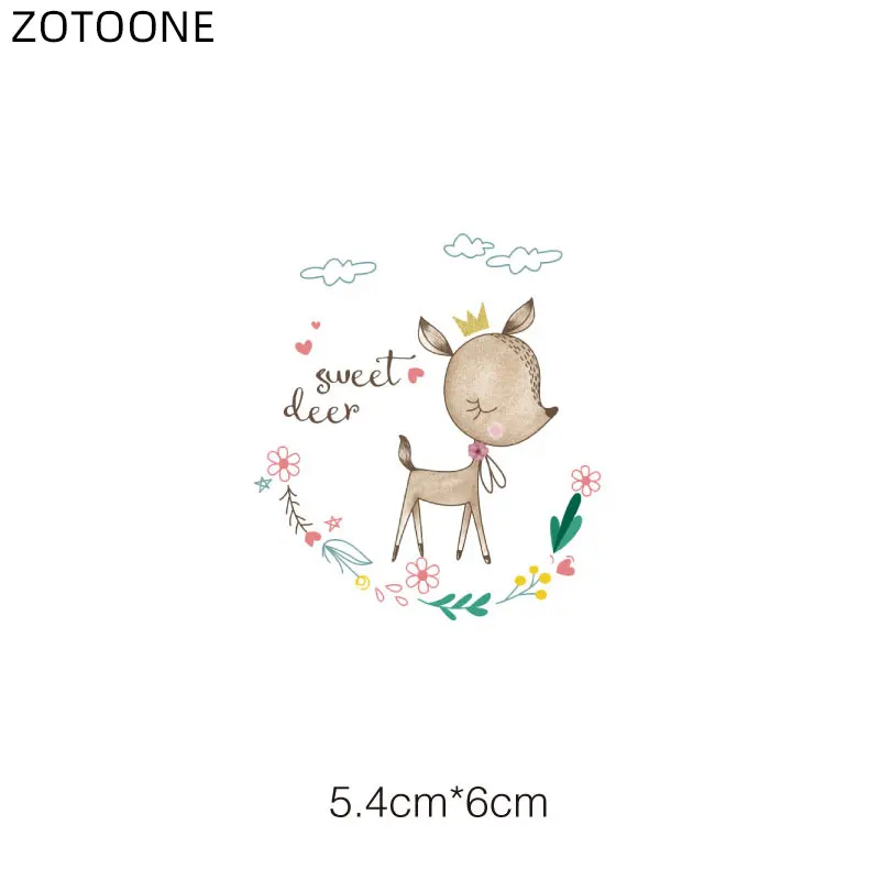 ZOTOONE животных нашивки с оленями Утюг на Цветочная аппликация для одежды передачи