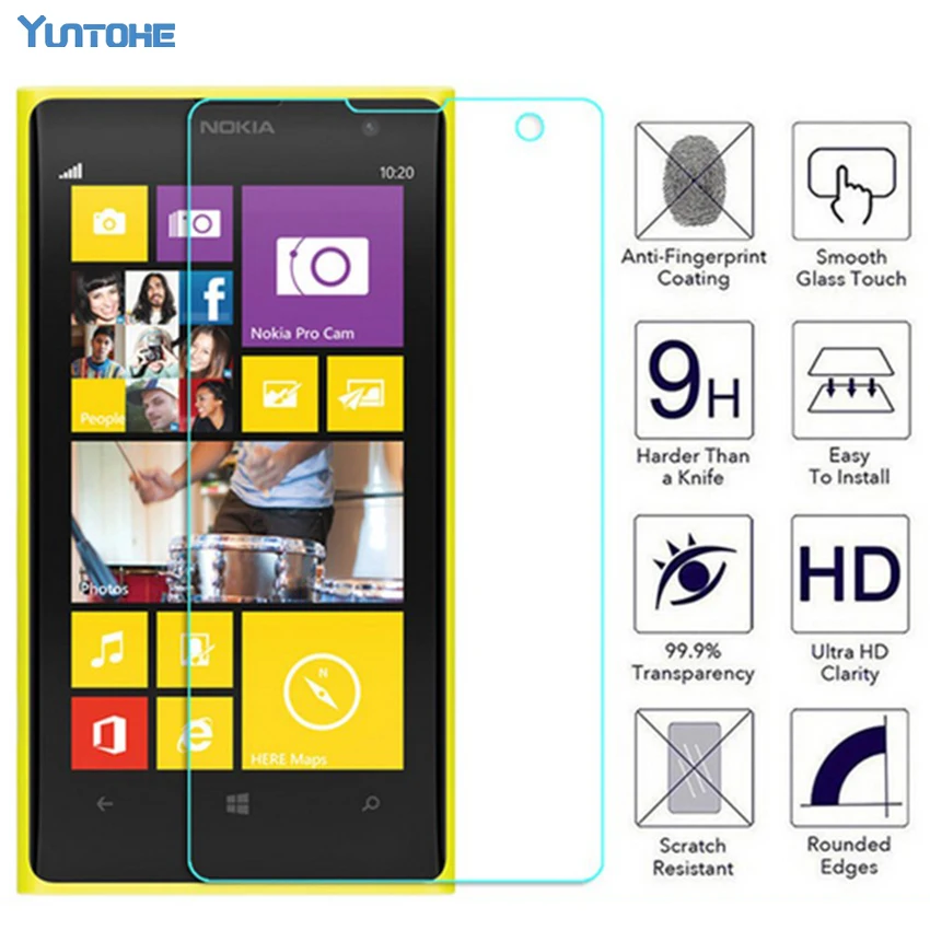 Защитное стекло закаленное 9H для Nokia 1020/435/N830/N1520/N920/N930/N520/1320/950/950XL/550 300 шт./лот|glass water