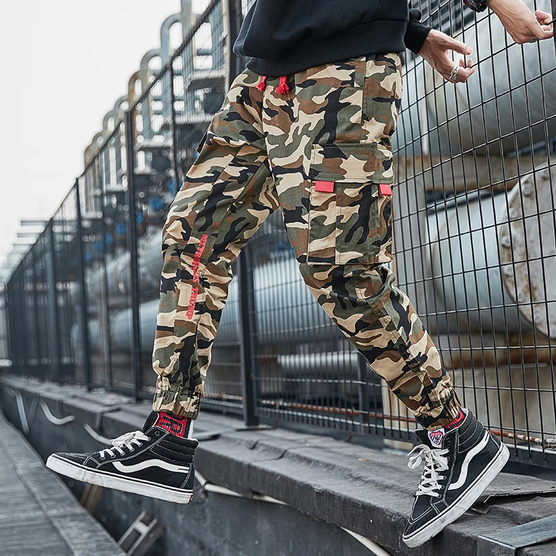 Камуфляжные тактические брюки карго мужские 2019 для хип хопа Tide Harajuku уличная