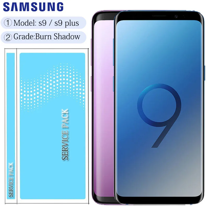Оригинальный дисплей с ЖК дисплеем рамкой для SAMSUNG Galaxy S9 G960 G960F + Plus G965 G965F