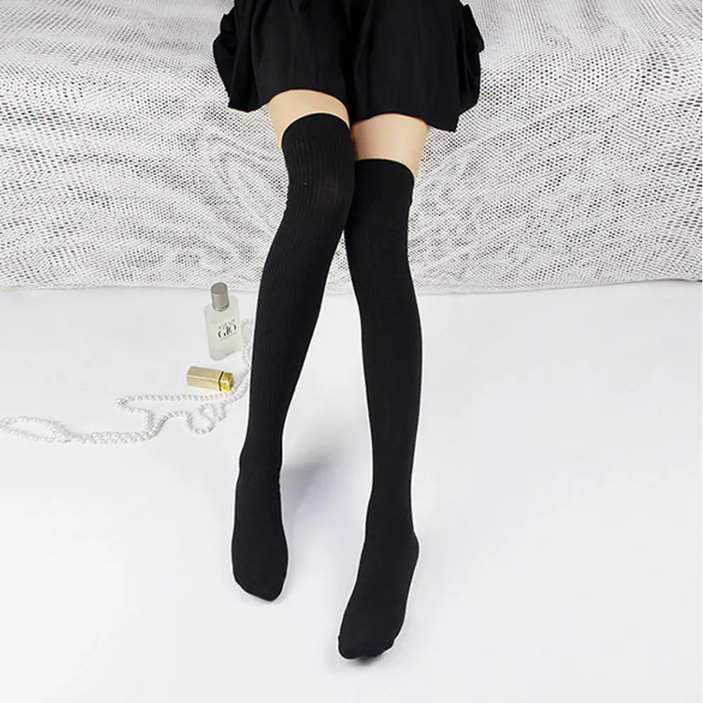 

Лидер продаж; Модные стильные пикантные однотонные вязаные теплые хлопковые носки выше колена; Женские мягкие повседневные Длинные свобод...