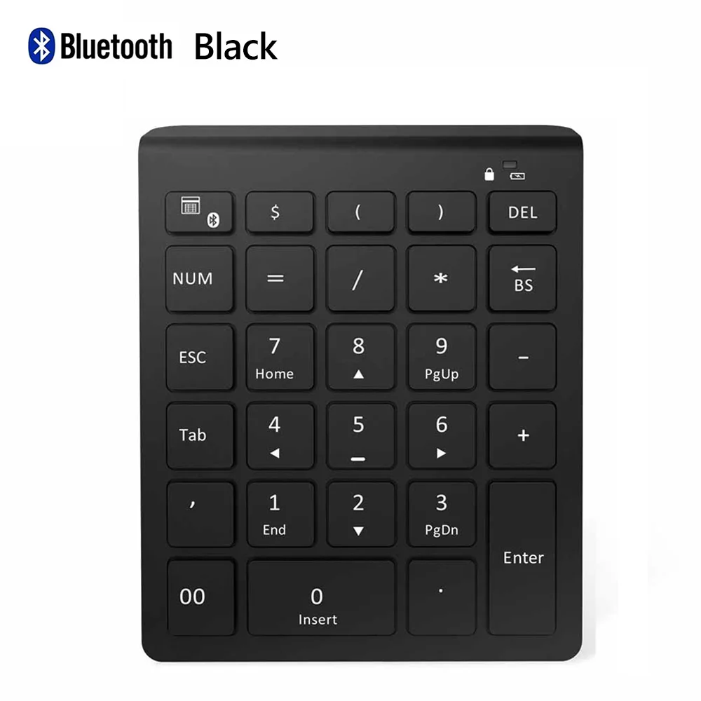 Black BT MN-06 AVATTO 28 клавиш Bluetooth беспроводная цифровая клавиатура Мини Numpad с большим количеством функциональных клавиш цифровая клавиатура для ПК - Цвет: Black BT MN-06