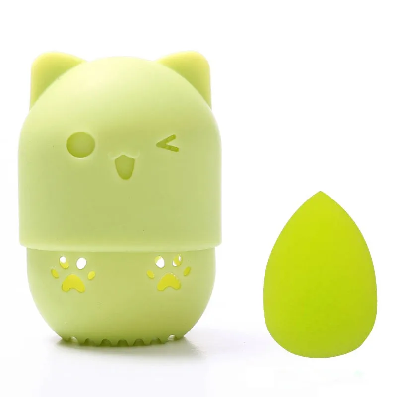 green-10pcs 10/20/30 шт мини губка яйцо с 10 Цвета Форма макияж губка силиконовый держатель для питьевой косметический слойка мини пуховка для пудры - Цвет: green-10pcs