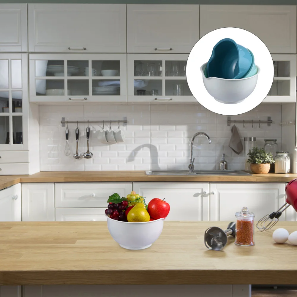 3 шт. смешивающие чаши креативные для фруктов овощей салата (разные цвета) | Дом и