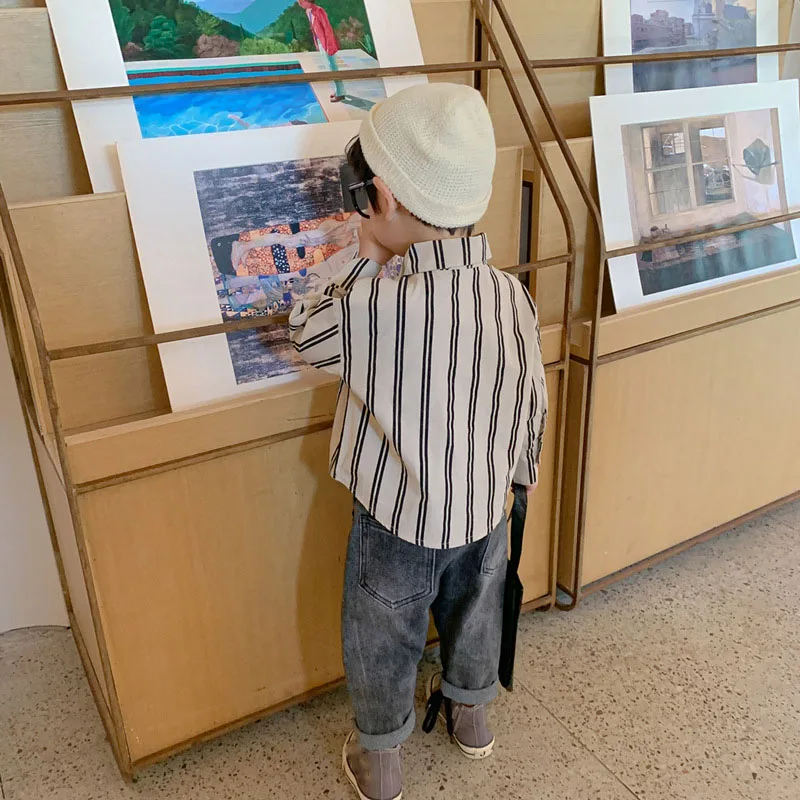 Детские рубашки Детская осенняя одежда для мальчиков детские топы весенние с