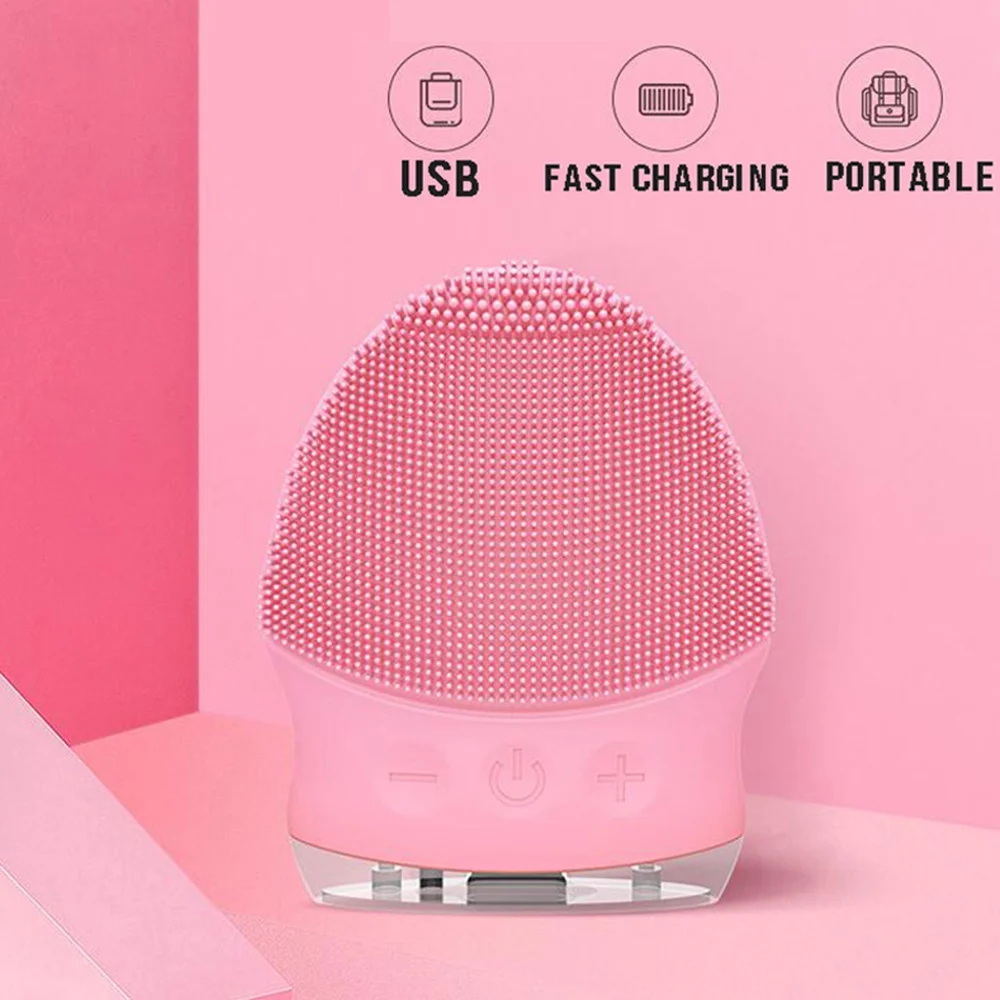 

Electric Facial Cleansing Brush Sonic Cleanser Face Cleaner For Skin Care Silicone IPX7 Waterproof