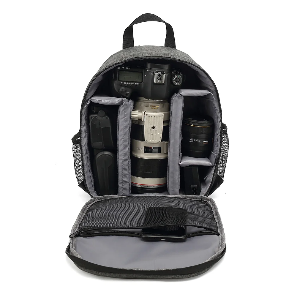 

Digital camera multifunctional backpack, digital SLR camera bag, photo raincoat, camera outer bag, lens, tripod.