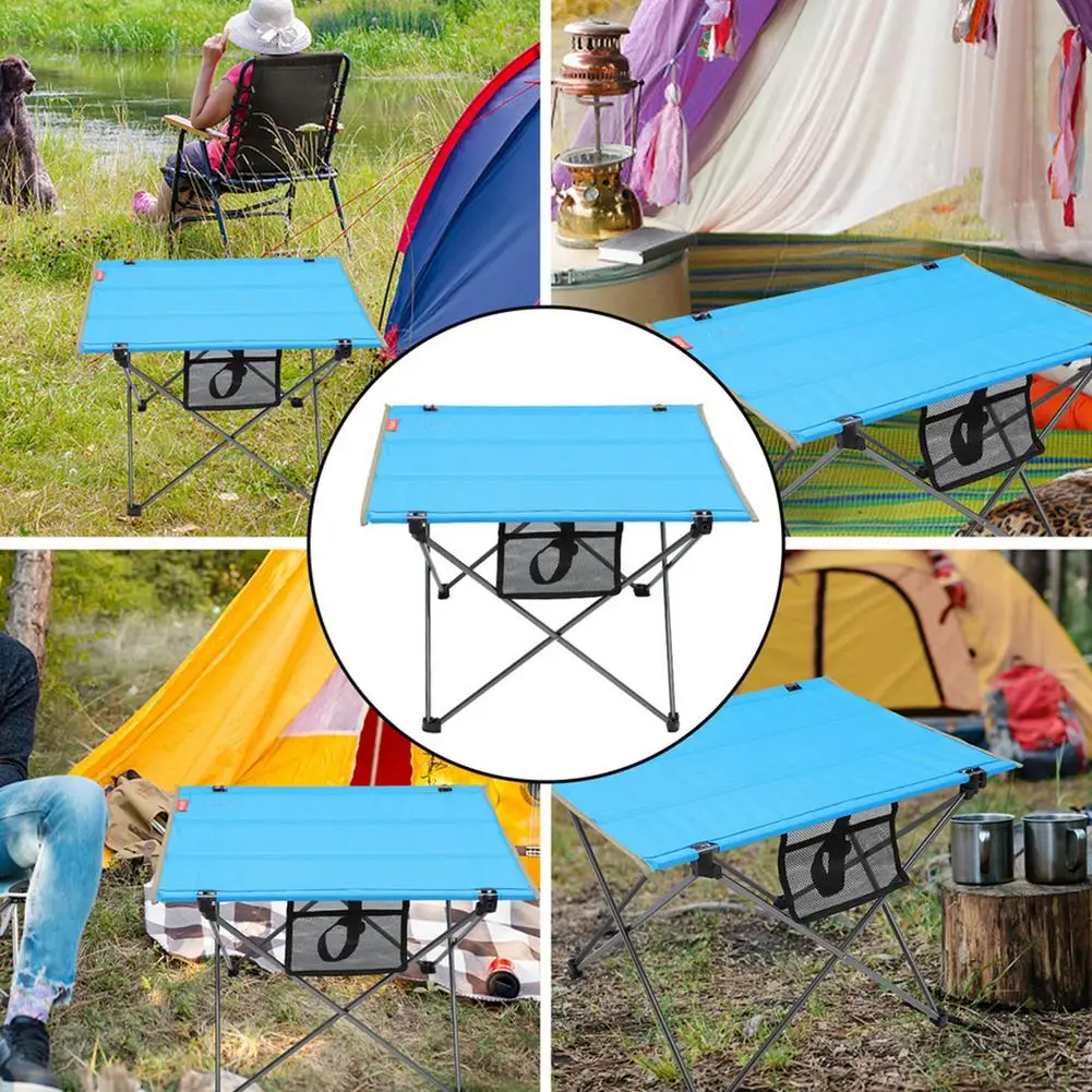 

New Outdoor Folding Table Camping Stainless Steel BBQ Picnic Table Waterproof Oxford Cloth Durable Folding Table Desk