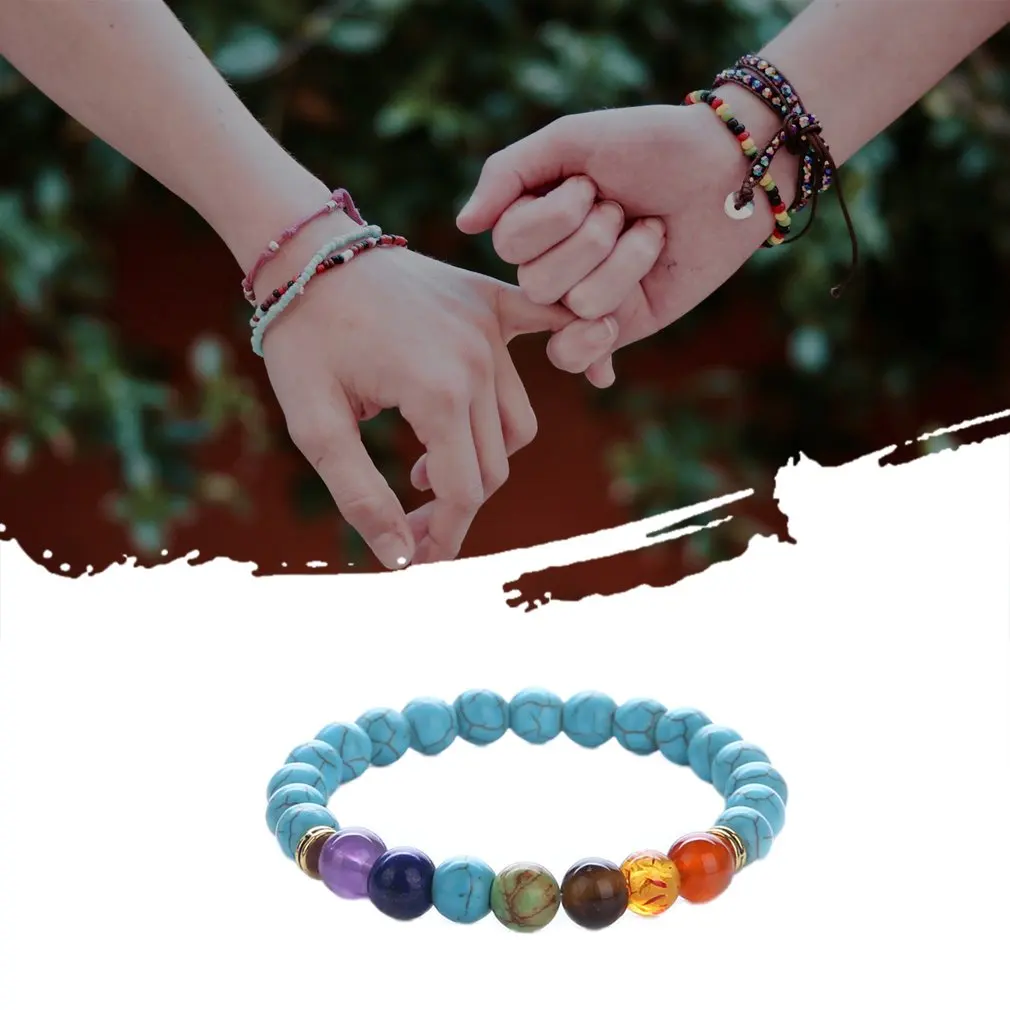 Браслет из Тигрового Глаза 7 Натуральный Камень Чакра Йога Баланс Браслеты Бусы